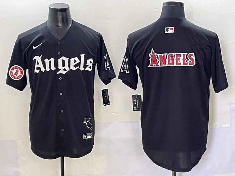 Men 2025 Los Angeles Angels Blank Black Five generations Joint Name Nike MLB Jersey style 11
